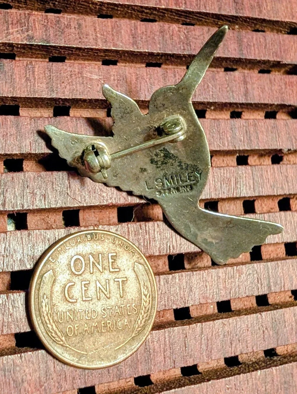 Sterling Silver Hummingbird Bird Pin with Lapis Accent